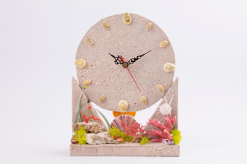 手作貝殼鐘 - 米白 / 海洋風座鐘 - 時鐘/鬧鐘 - 木頭 白色