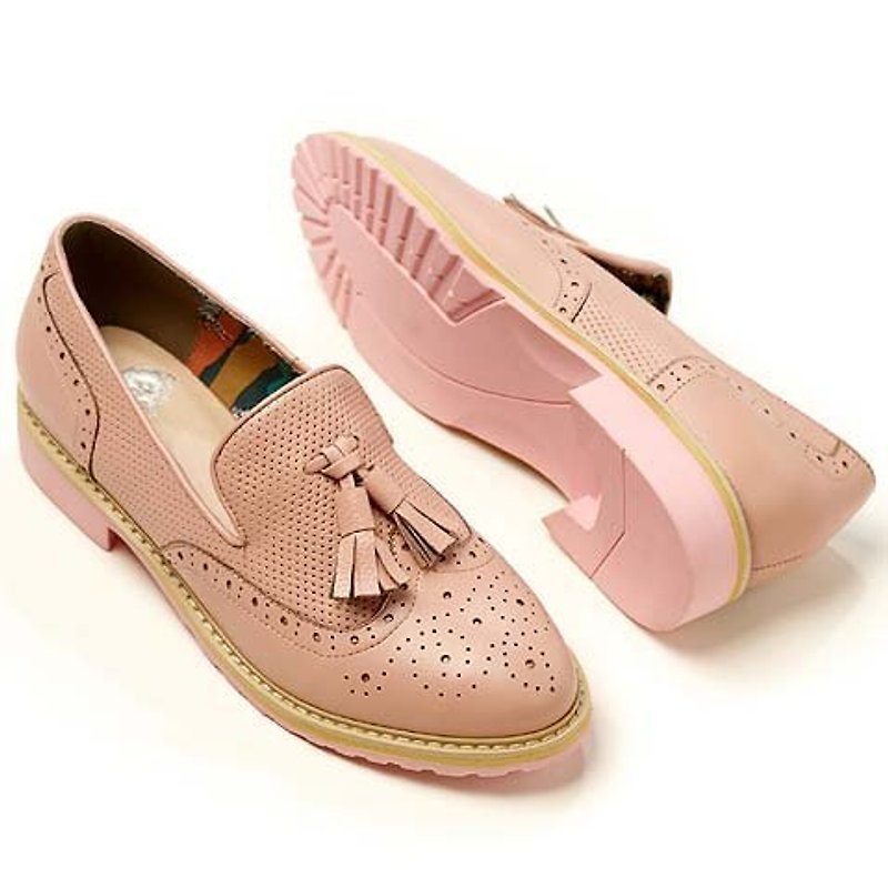 e'cho. Sweet Play foundation color flow Sule Fu elegant pink shoes ║ - รองเท้าลำลองผู้หญิง - หนังแท้ สึชมพู