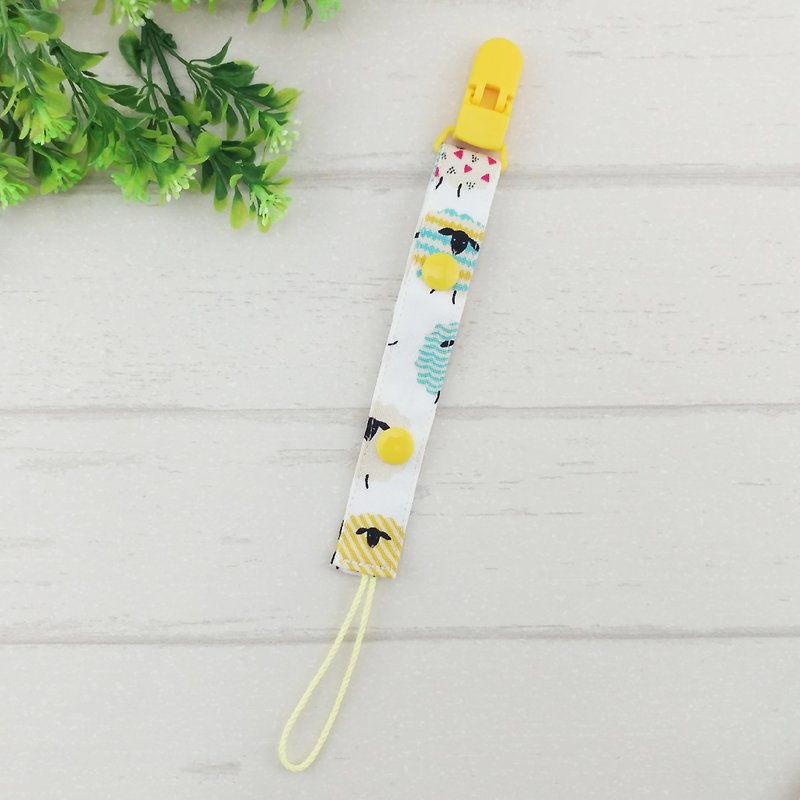 [Spot] colorful print cloth last sheep - yellow. Hand pacifier chain / toy chain - wear rope (vanilla pacifier use) (adjustable length) - Bibs - Cotton & Hemp Yellow