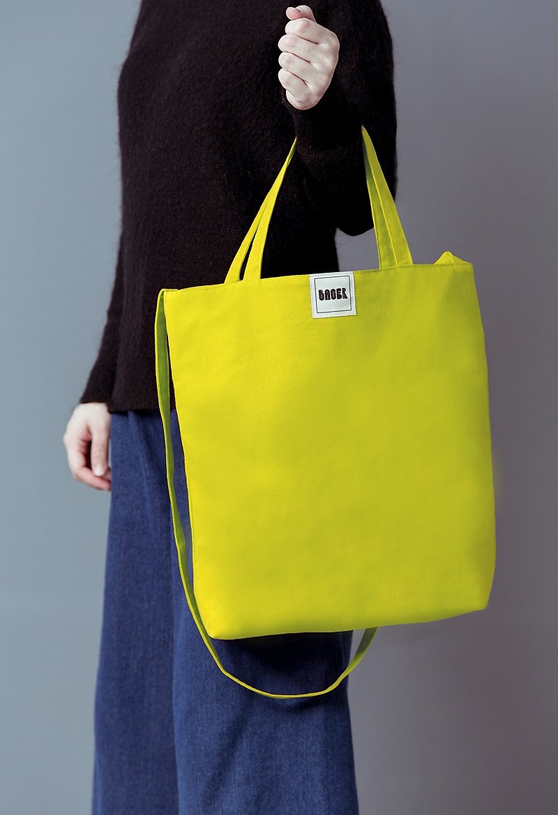 Inscribed element adjustable straps three canvas bag / shoulder / portable / Xiebei / yellow - กระเป๋าแมสเซนเจอร์ - วัสดุอื่นๆ สีเหลือง