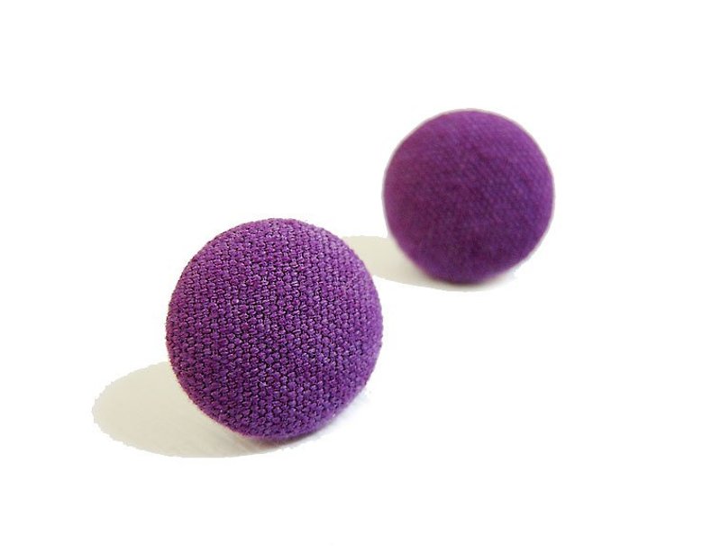 Cloth earrings purple canvas can be used as clip earrings - ต่างหู - วัสดุอื่นๆ 