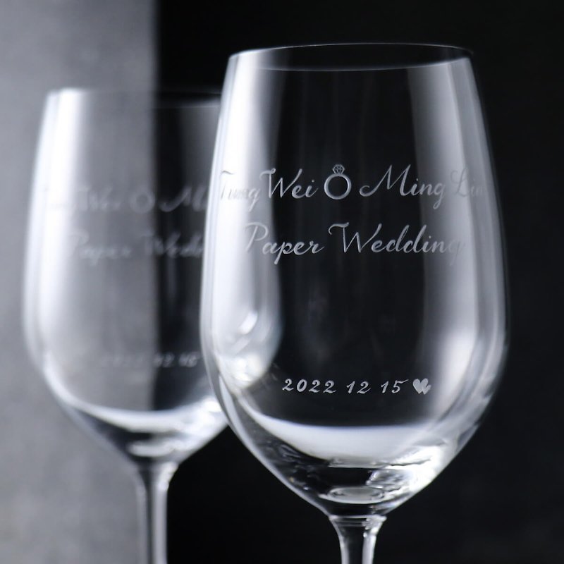 425cc (price for one pair) [marriage proposal and marriage cup] wedding ring ring red wine glass Valentine's Day lettering wine glass - แก้วไวน์ - แก้ว สีใส