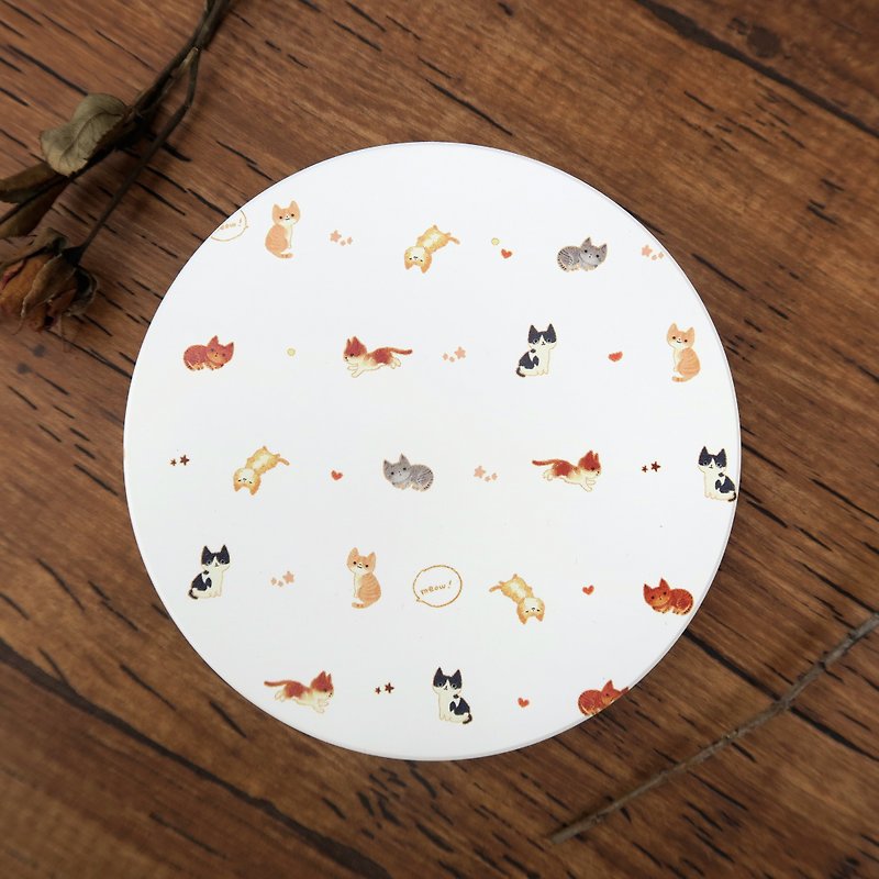 Water-absorbing ceramic coaster//Cat's free afternoon - Coasters - Other Materials White