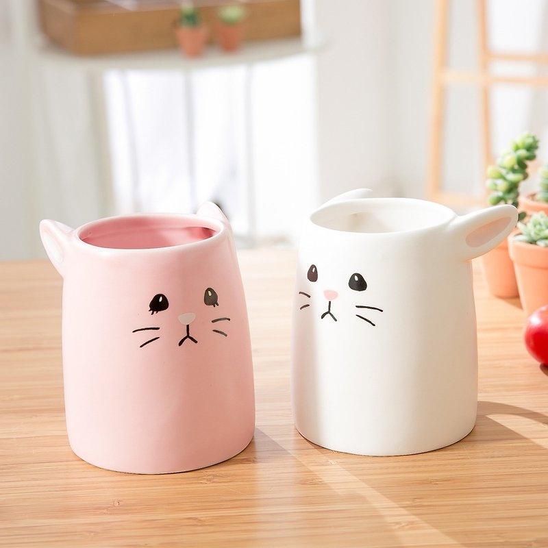 Porcelain Mugs Pink - sunart pair cup-pink white rabbit