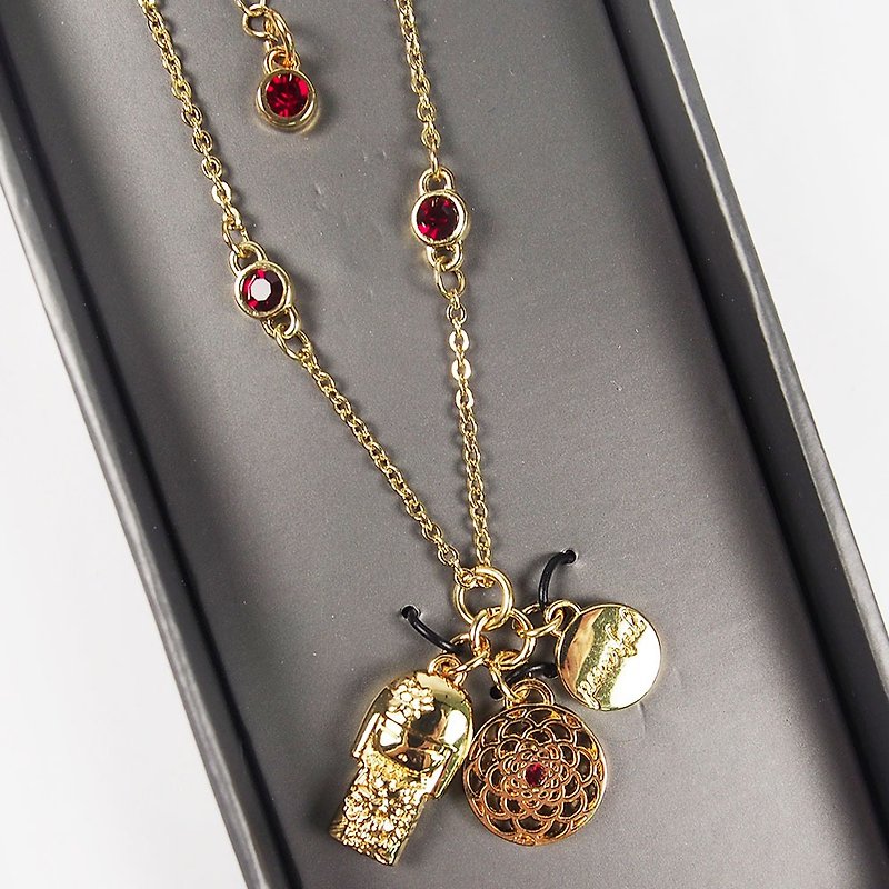 Swarovski Crystal Necklace-Tatsumi is full of power [Kimmidoll necklace] - สร้อยคอ - โลหะ สีทอง
