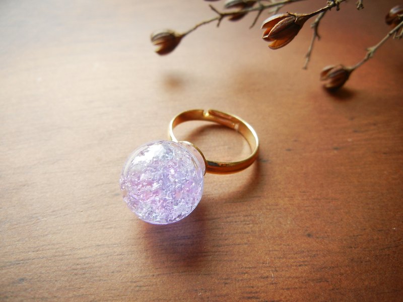 *coucoubird*紫藍色碎冰玻璃球戒指 - 戒指 - 玻璃 紫色