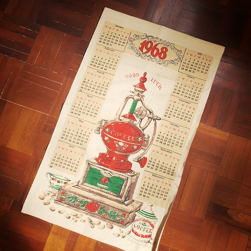 1968 American Early Years Cloth Calendar good luck - ตกแต่งผนัง - วัสดุอื่นๆ สีแดง