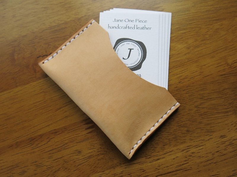 Portable business card holder【Jane One Piece】 - ที่เก็บนามบัตร - หนังแท้ สีนำ้ตาล