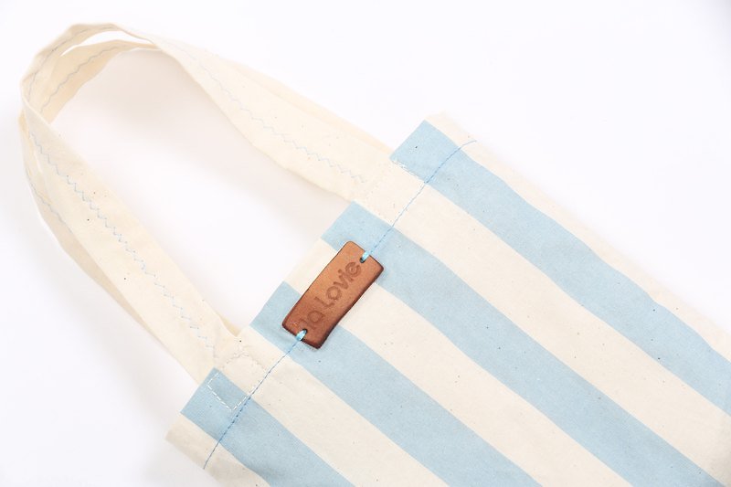 Classic striped shopping bag - light blue - Handbags & Totes - Cotton & Hemp Blue