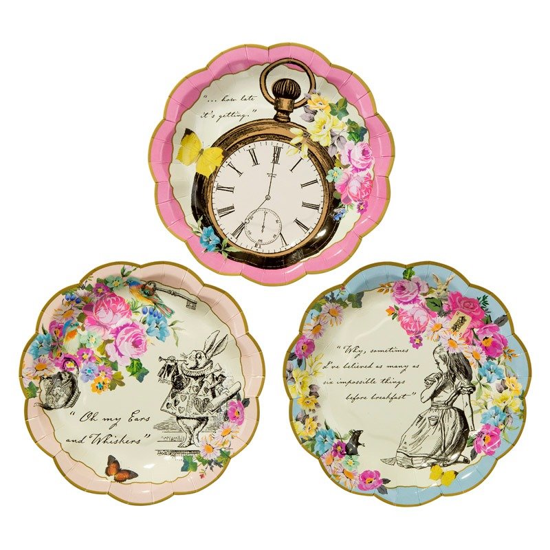 "Is Alice § paper plate" British Talking Tables Party Supplies - จานเล็ก - กระดาษ หลากหลายสี