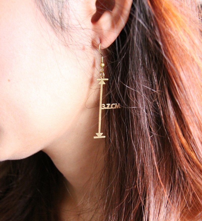 How long is it Measurement Vector Earrings - Mathematical Geometric Arrow Brass - Hand Craft - Earrings & Clip-ons - Other Metals Gold