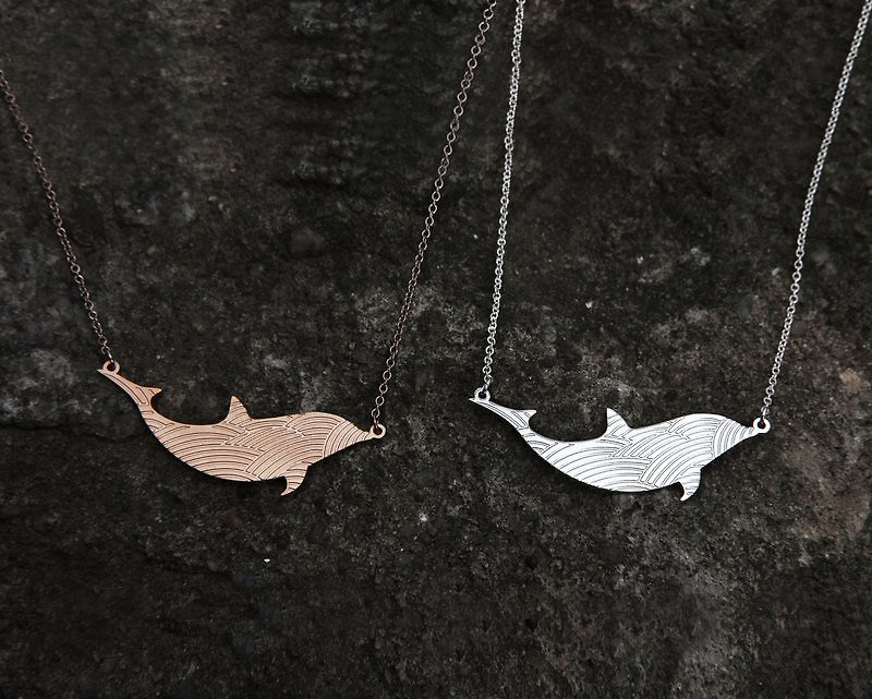 【Holiday Surprise Package】Teesy Necklace_Dolphin - Necklaces - Stainless Steel 