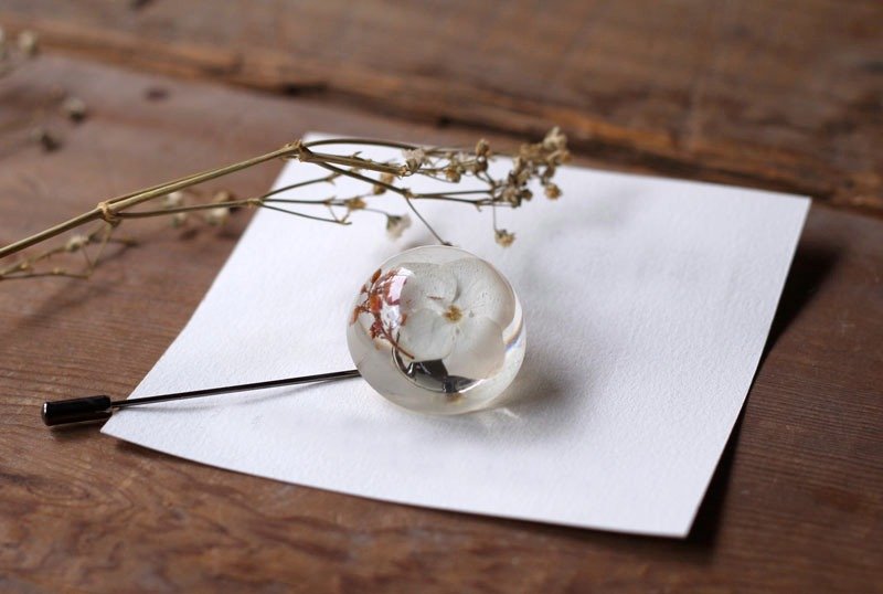 Pressed flowers ♪ Brooch - Brooches - Plants & Flowers White