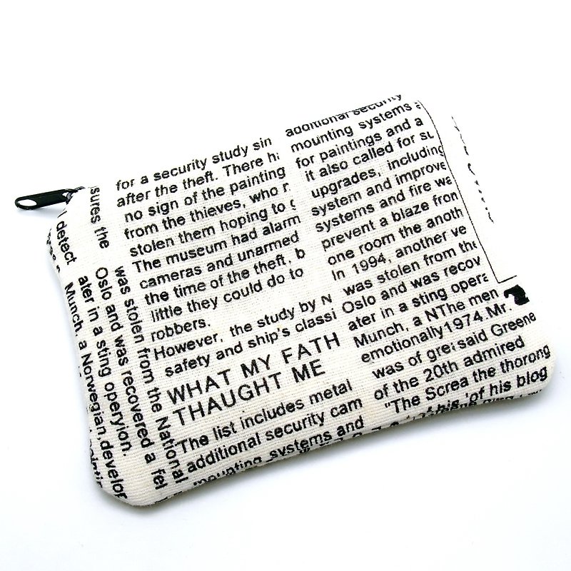 Zipper pouch / coin purse (padded) (ZS-101) - กระเป๋าใส่เหรียญ - ผ้าฝ้าย/ผ้าลินิน ขาว
