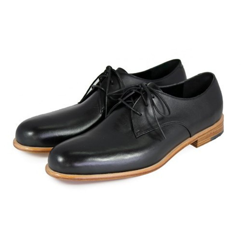 Derby shoes Larch M1125 Black - Men's Leather Shoes - Genuine Leather Black