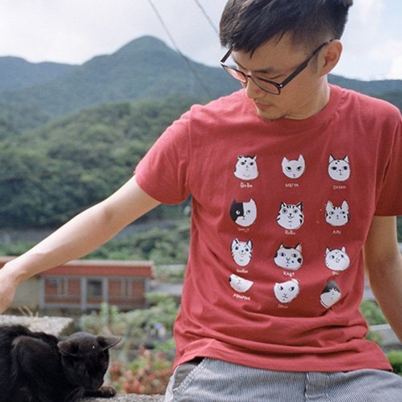 【ViewFinder T恤】- 窩窩 - 男款（只剩男L！） - เสื้อยืดผู้ชาย - ผ้าฝ้าย/ผ้าลินิน สีแดง