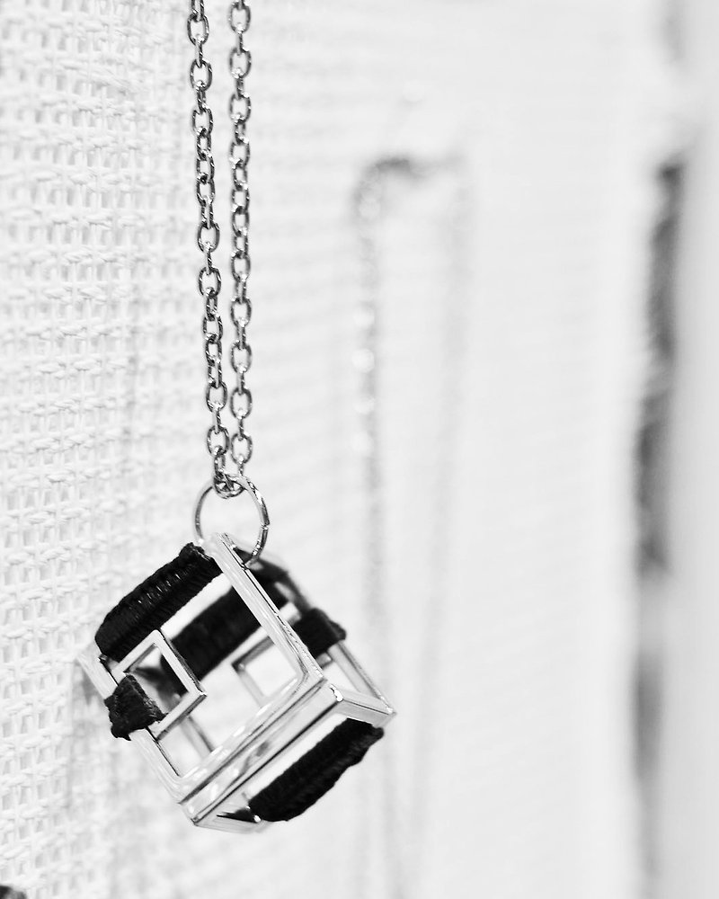 "Life- in-Cube" Long metal necklace (Hong Kong Design brand) - Necklaces - Other Metals Black