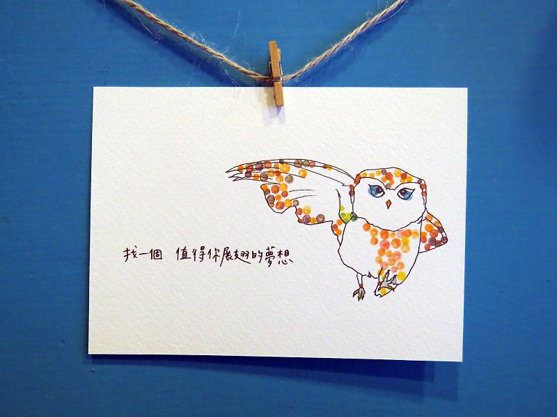 Animals / Owl / painted / card postcard - Cards & Postcards - Paper White
