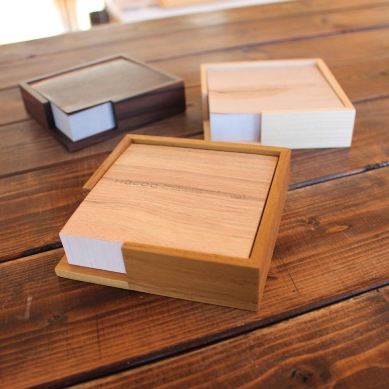 【現貨】原木手工memo便條紙盒 (含木紋便條紙) - 便條紙/便利貼 - 木頭 咖啡色