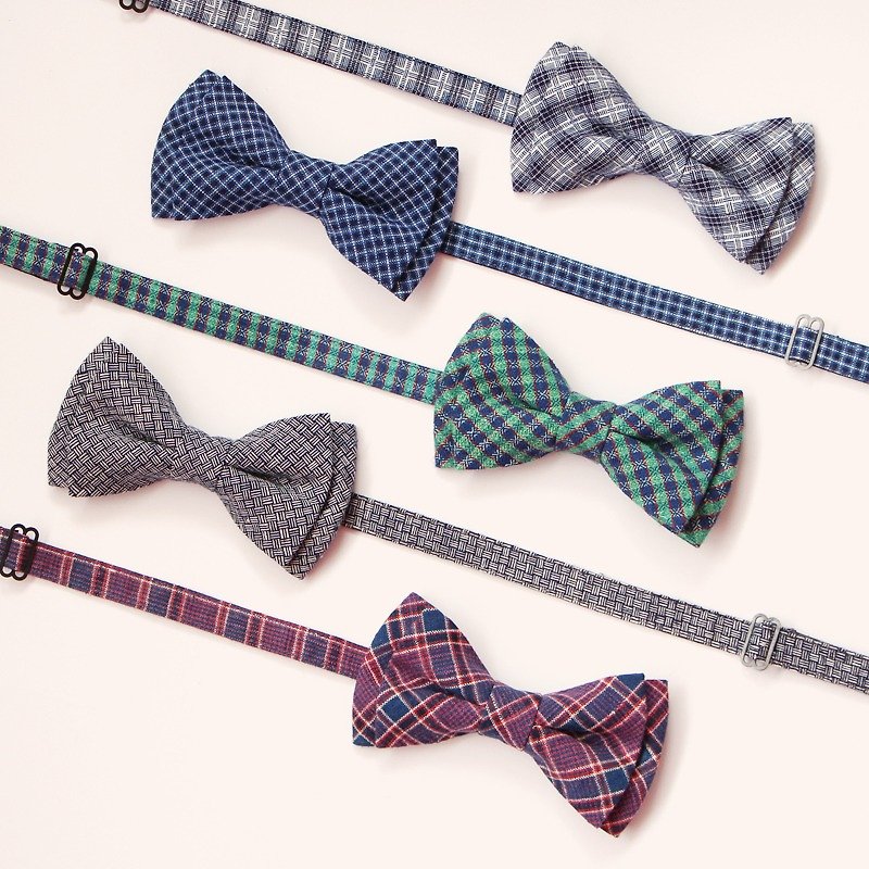 Limited Edition Hand Weaving Fabric Vintage Bowtie Gift Box/In 7 colors - Ties & Tie Clips - Cotton & Hemp Blue