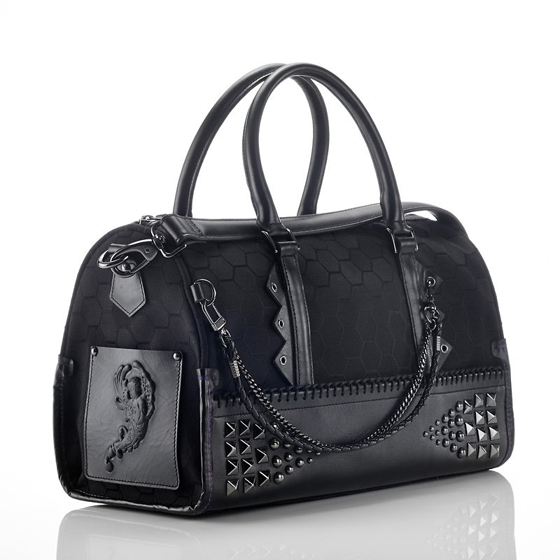 Boston bag design models -Angel Rock Rock Angel Series - กระเป๋าแมสเซนเจอร์ - หนังแท้ สีดำ
