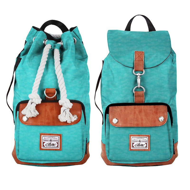 RITE twin package ║ boxing bag x exploration package (M) - washing light green ║ - Backpacks - Waterproof Material Blue