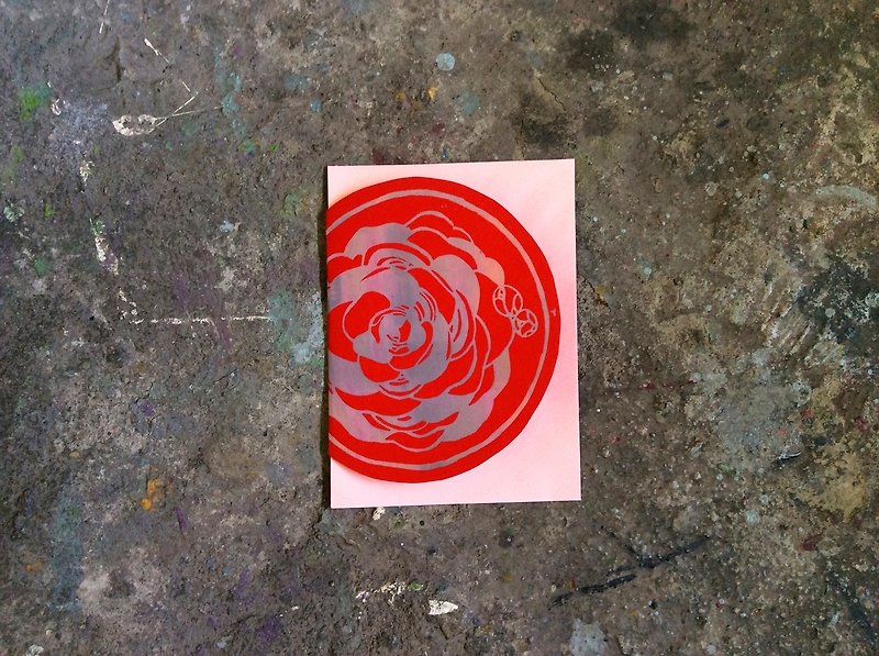 【Zhizhizhi】Hand-feel card-peony - การ์ด/โปสการ์ด - กระดาษ สีแดง