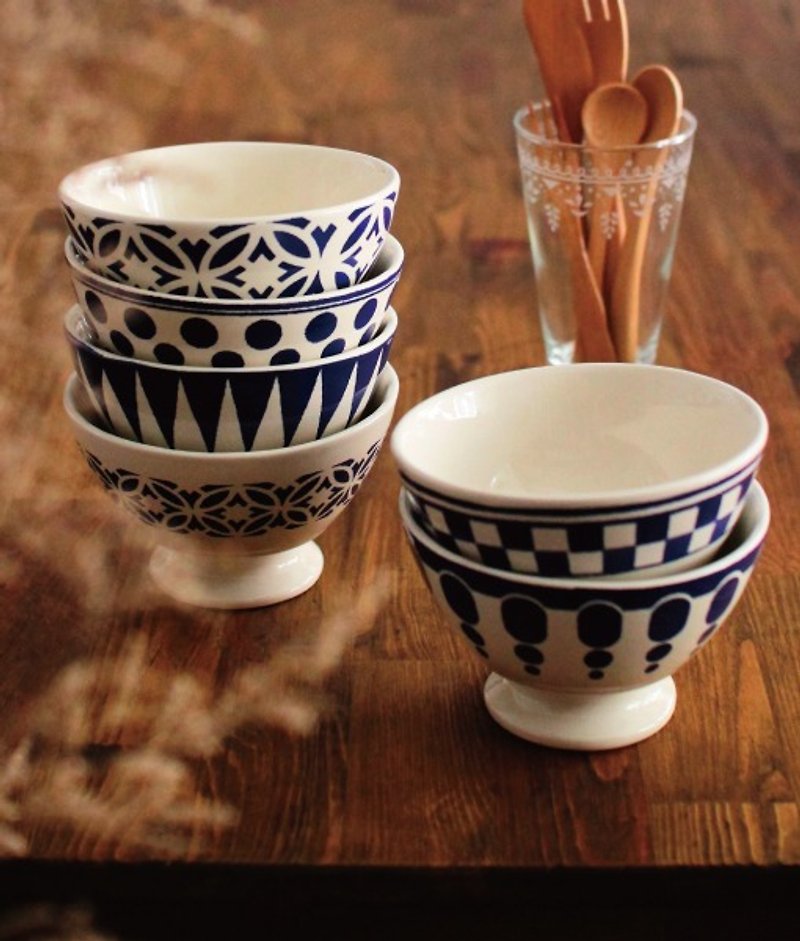 法國KTF咖啡歐蕾碗6件組/復古古董碗(青花瓷藍) - 碗 - 其他材質 