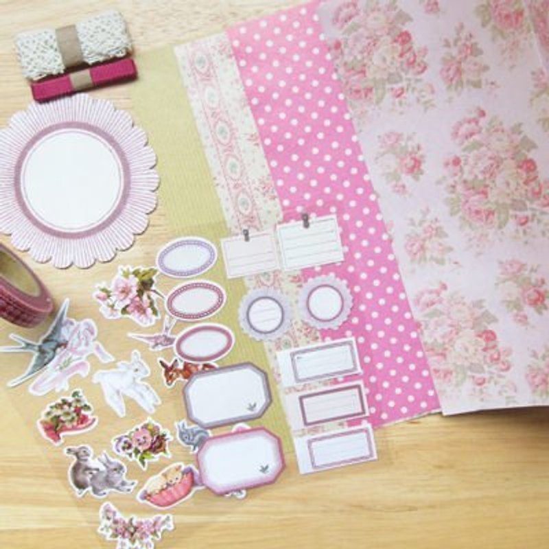 Marks Collage 法式浪漫 裝飾套裝組(粉色) - งานไม้/ไม้ไผ่/ตัดกระดาษ - กระดาษ สึชมพู