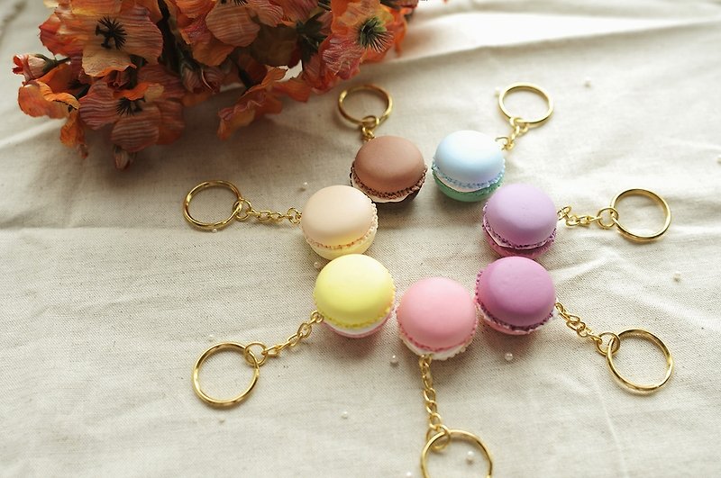 Sweet Dream ☆ two-color hand practice Macaron key ring - a total of seven colors / wedding small things - อื่นๆ - ดินเหนียว หลากหลายสี