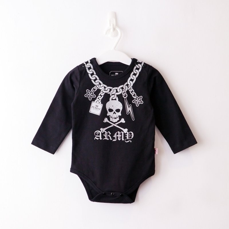 PUREST baby collection Rock Skull Necklace/Long Sleeve/One Piece - Onesies - Cotton & Hemp Black