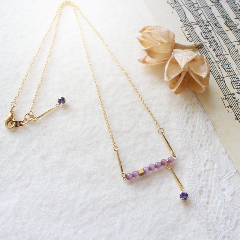 EF NO.62 inch between necklace purple opal - Necklaces - Other Materials Purple