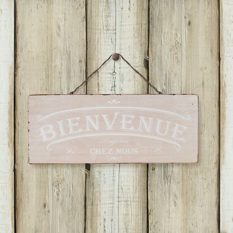 South French style solid wood vintage ornaments-BIENVENUE- welcome-beige - ตกแต่งผนัง - ไม้ สีนำ้ตาล
