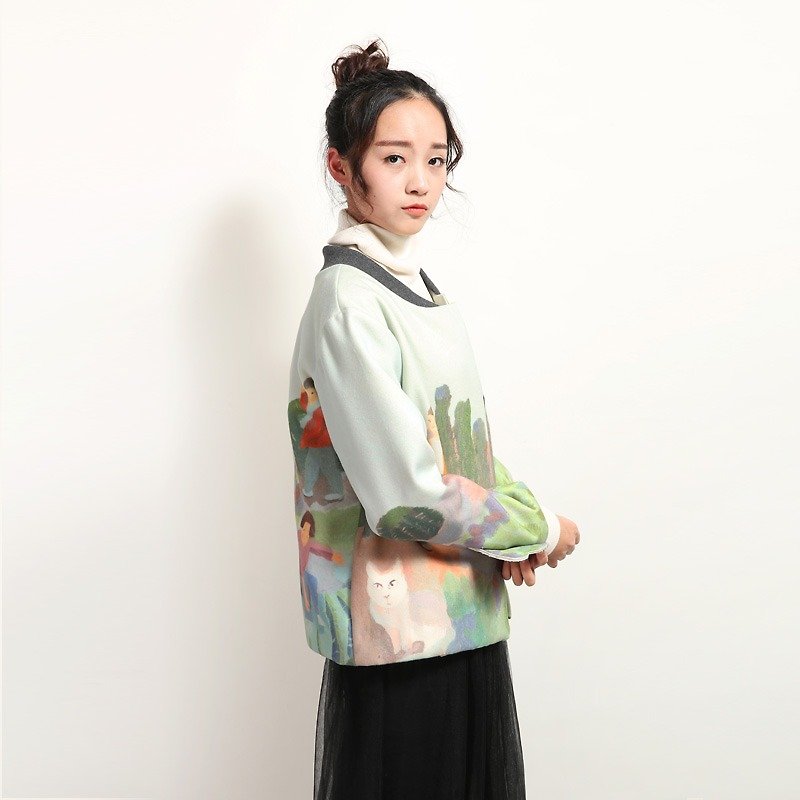 Not crossing BUDU fun printing short paragraph wool overcoats - Women's Casual & Functional Jackets - Other Materials Multicolor
