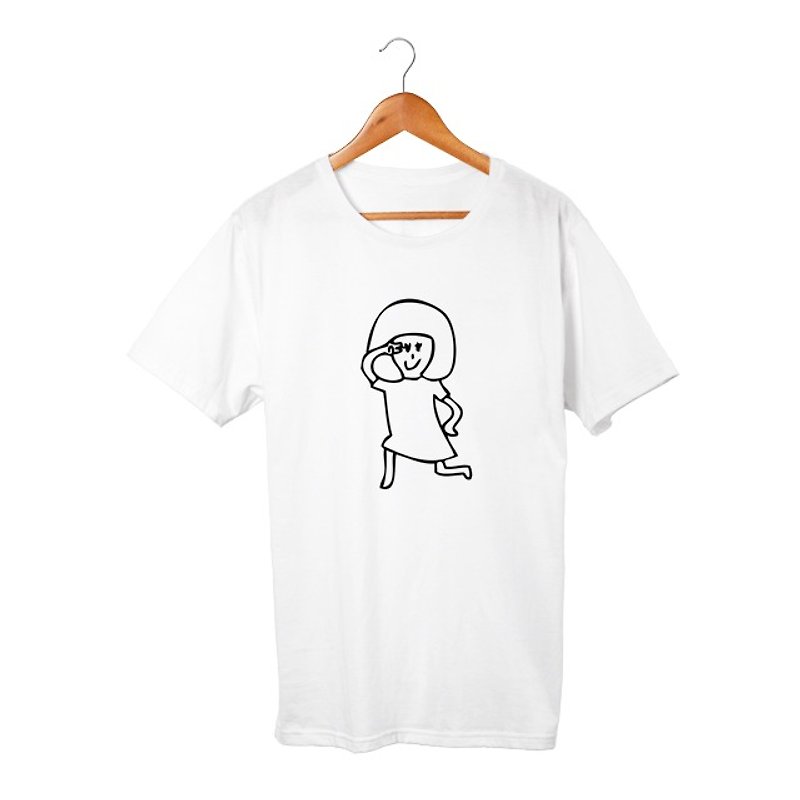 Allie #4 T-shirt - 帽T/大學T - 棉．麻 白色