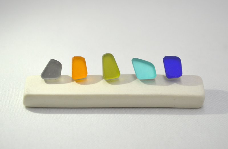 glass pierce 玻璃素材 耳環“光的碎片”（Fragments of Light）-a- - 耳環/耳夾 - 玻璃 多色
