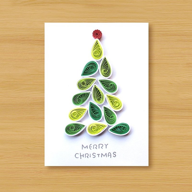 手工捲紙卡片 _ 聖誕樹 D ... 聖誕卡、聖誕節 - 心意卡/卡片 - 紙 綠色