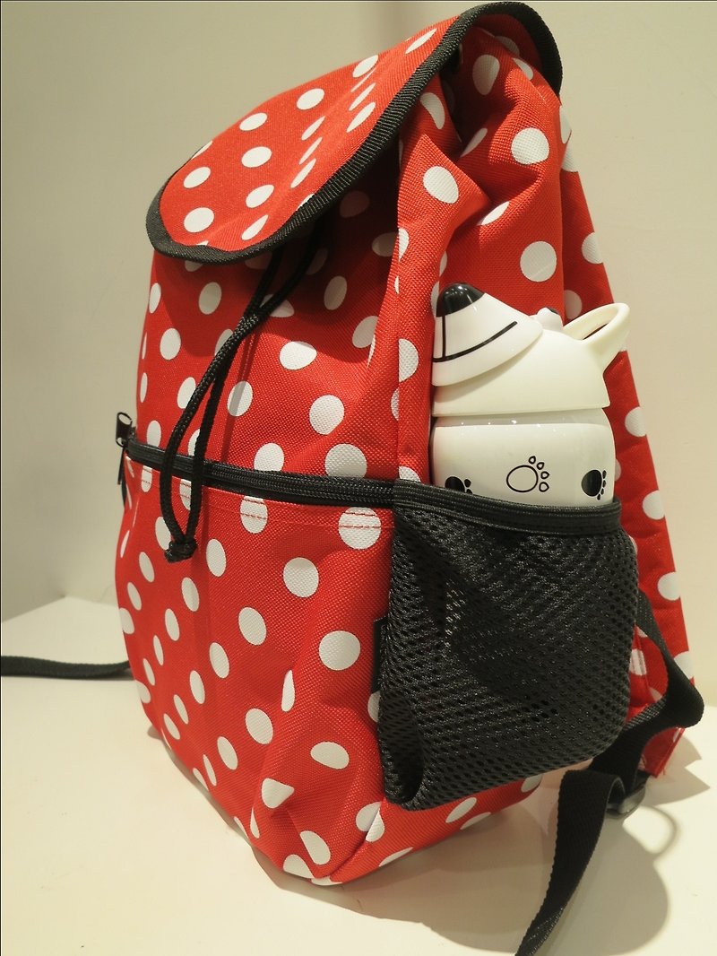 TiDi 最新款時尚紅白點點背包 - 後背包/書包 - 防水材質 紅色