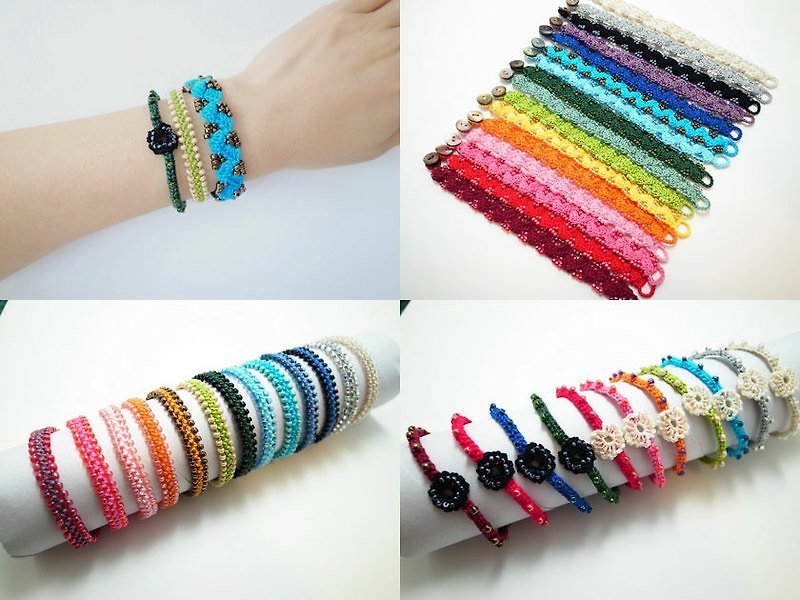 Crochet Lace Jewelry (Bohemian I) Bracelet Set - Bracelets - Cotton & Hemp Multicolor