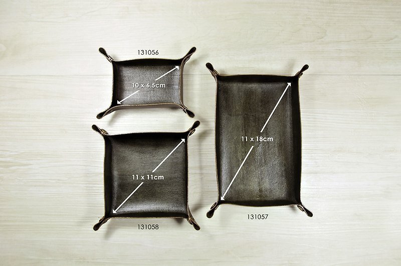 MICO leather storage tray (3 piece set) - ของวางตกแต่ง - หนังแท้ สีดำ
