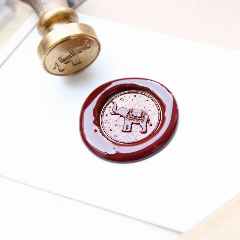 Sealing Wax Stamp Set w/a wax- Elephant - ตราปั๊ม/สแตมป์/หมึก - โลหะ สีแดง