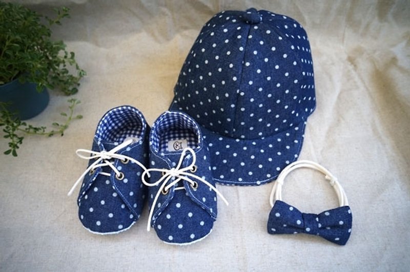 Cowboy/dot/baseball cap/toddler shoes/baby shoes/baby shoes/full moon gift/full moon gift/tweeted bow tie - รองเท้าเด็ก - วัสดุอื่นๆ 