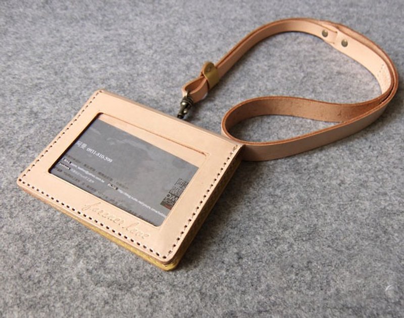 橫式雙證件窗口設計(內置銅釦) - 證件套/卡套 - 真皮 