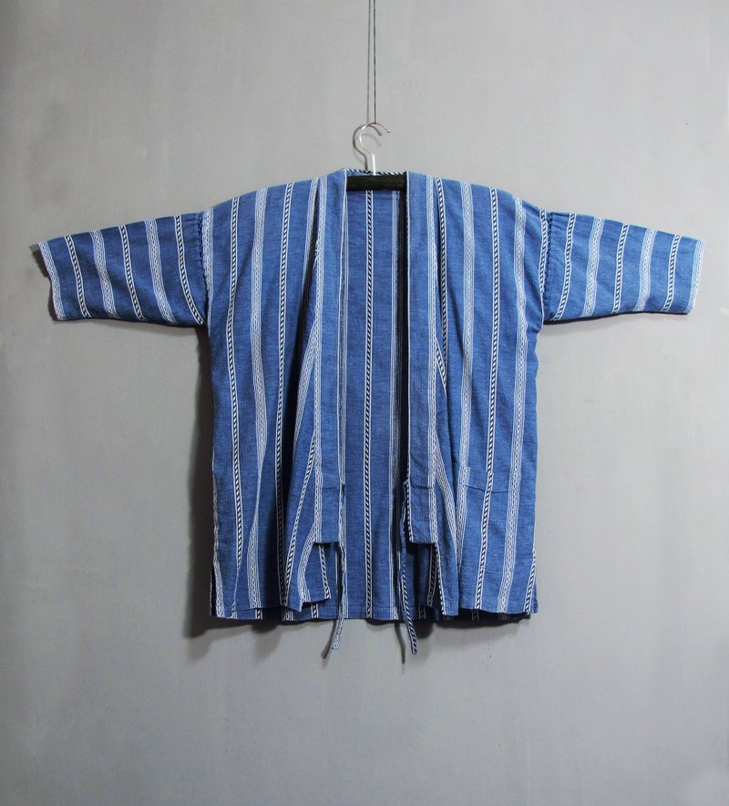 Wahr_ line blue kimono blouse thin coat - จัมพ์สูท - วัสดุอื่นๆ 