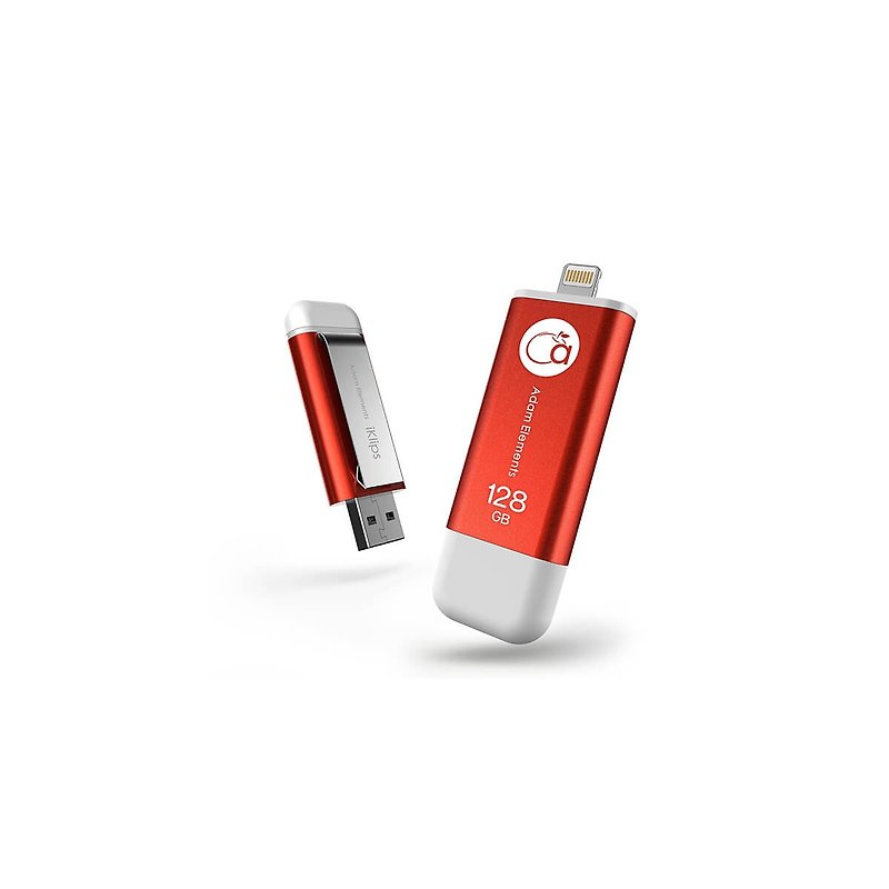 iKlipsアップルのiOS USB3.1フラッシュドライブ128ギガバイト双方向赤 - USBメモリー - 金属 レッド