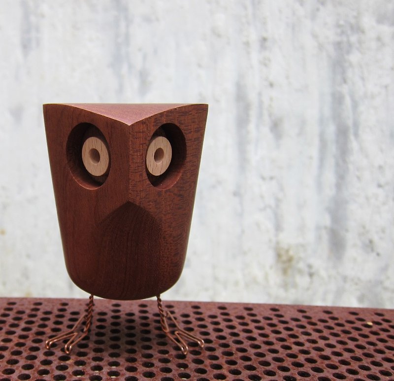 木頭鳥"蘿蔔頭" - 擺飾/家飾品 - 木頭 咖啡色