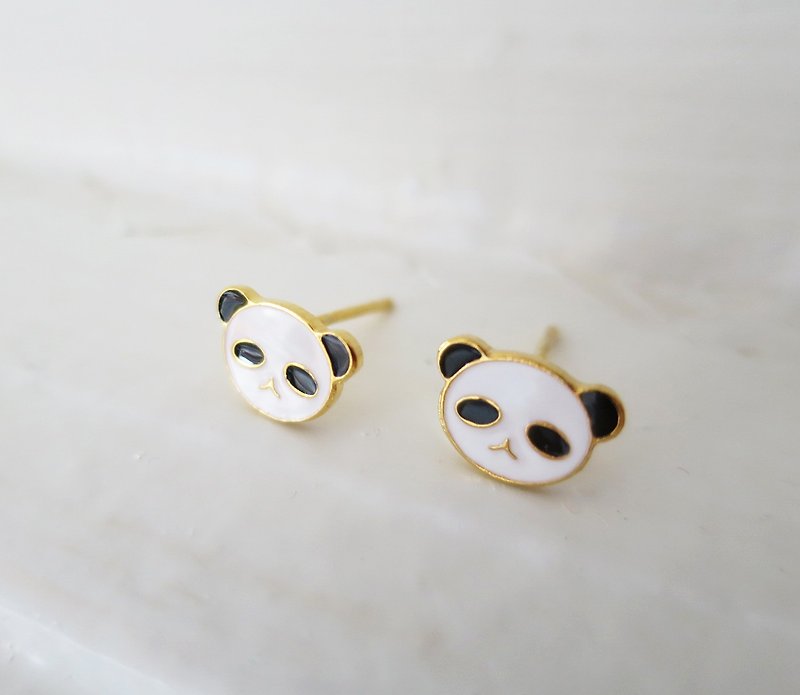 Panda So Tired Earrings and Clip-On Birthday Gift - Earrings & Clip-ons - Enamel Black