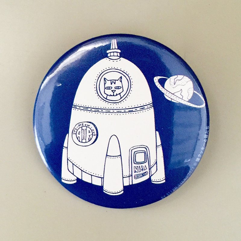 Badge Cat Series-Cat Spaceship | MonkeyCookie - เข็มกลัด/พิน - พลาสติก สีน้ำเงิน