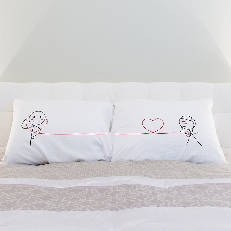 Check Your Love Boy Meets Girl couple pillowcase by Human Touch - Pillows & Cushions - Cotton & Hemp White