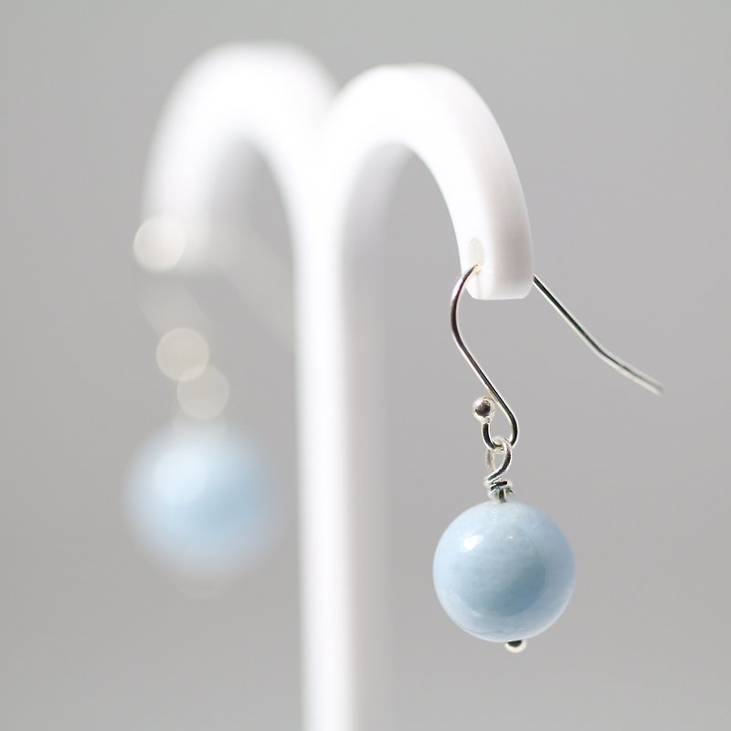 【ColorDay】海水藍寶/海藍寶石〈Aquamarine / Beryl〉純銀耳環 - 項鍊 - 寶石 藍色